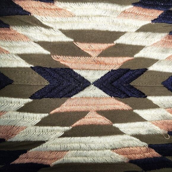 Miss Me olive Army green Native American embroidered Chevron long top jacket - Picture 9 of 10